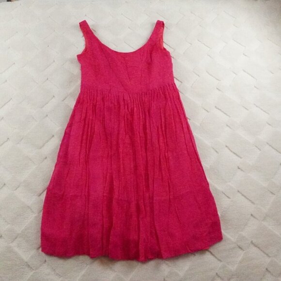 J.Crew Pleated Mini Dress Womens Petite 4 Pink Sleeveless - Picture 1 of 9